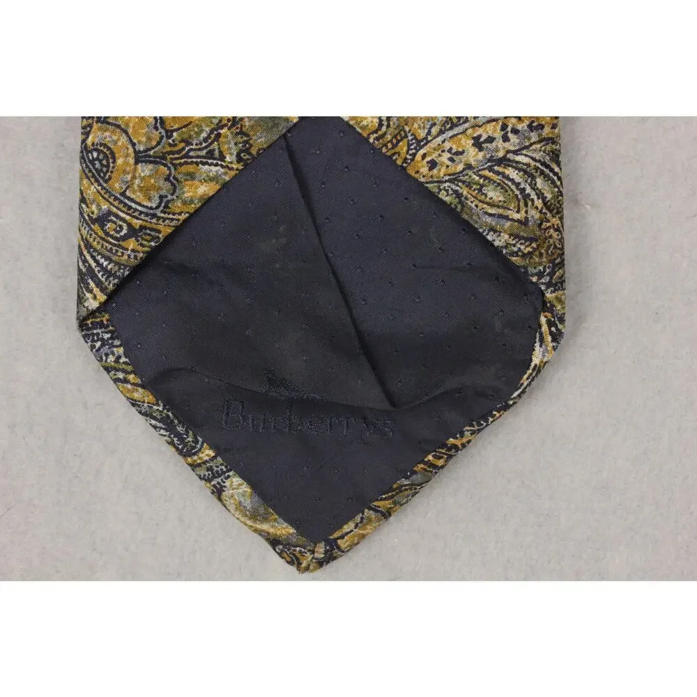 Burberrys of London Tie‎ Mens Paisley Floral Print Brown Tan Business Casual